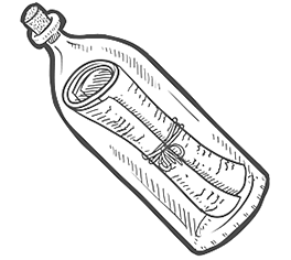 Illustration of a message in a bottle